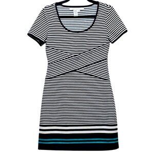 Max Studio Womens Striped Short Sleeve Dress S Black/White